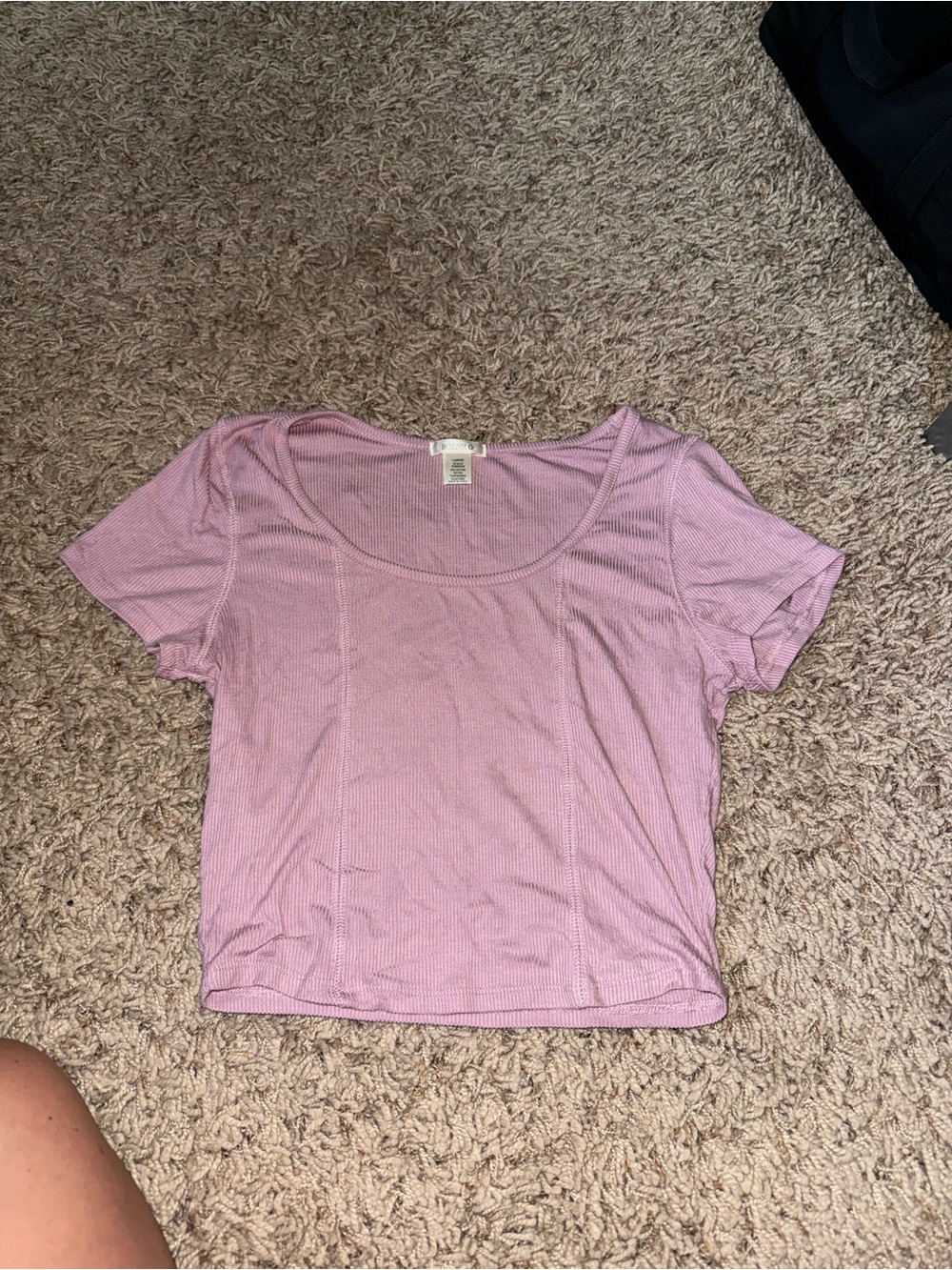 Bozzolo Scoop Neck Ribbed Crop Top - Mauve Pink